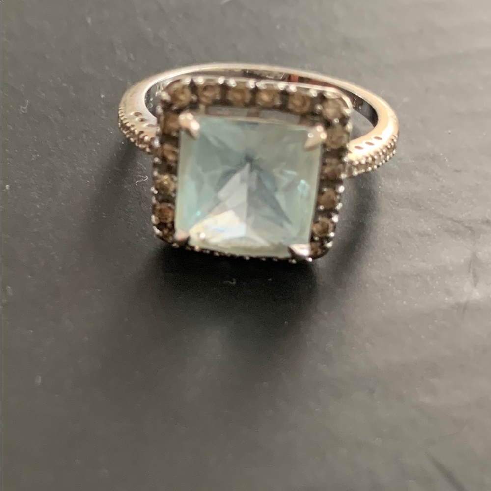 Auquamarine chocolate diamond ring